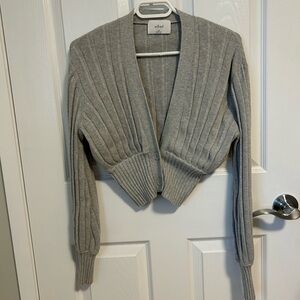 Wilfred Light Gray Ribbed Cardigan, Size XXSMALL.